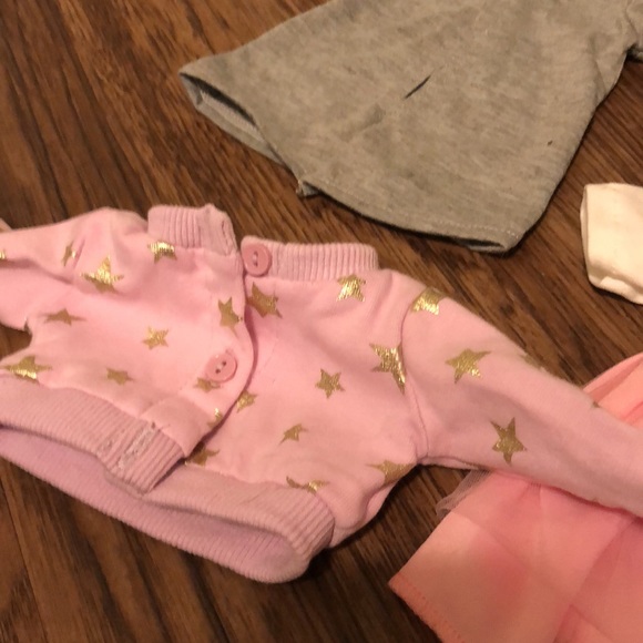 Large doll clothes bundle: nightgown, dress, tunic, cardigan, PJs, dress, tights - Picture 14 of 17
